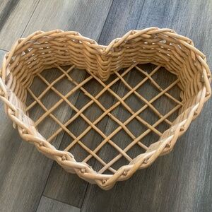 Woven Heart-Shaped Decorative Basket - Natural Tan